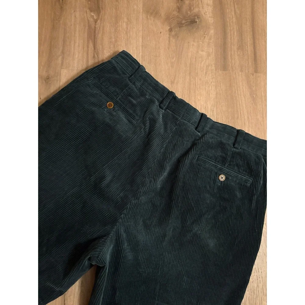 Brooks Brothers Elliot Corduroy Pants 36x31 Forest Green Wide-Wale Pleated